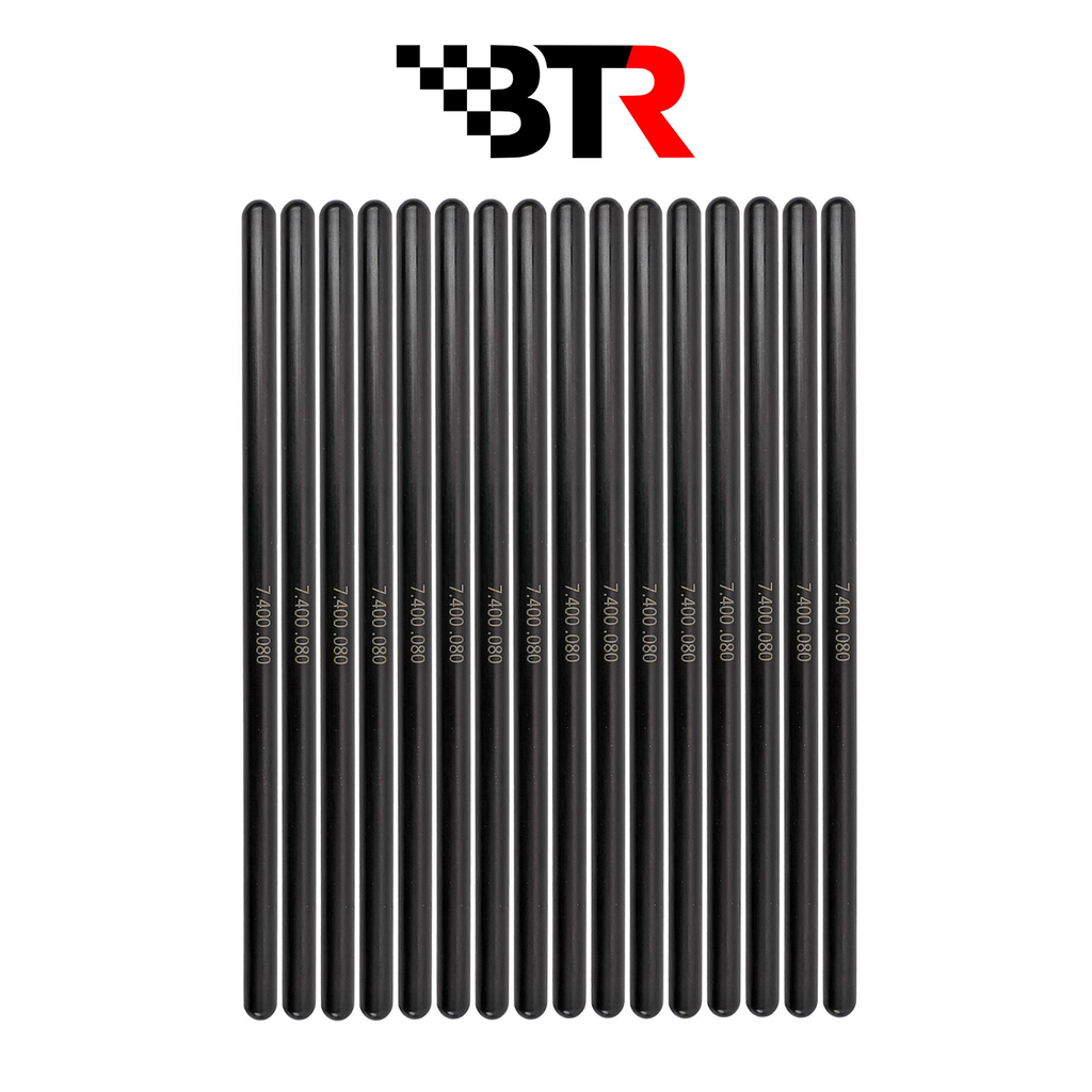 BTR Chromoly One-Piece Pushrods; 7.400" Long, 5/16" Diameter, .080" Wall, Set of 16