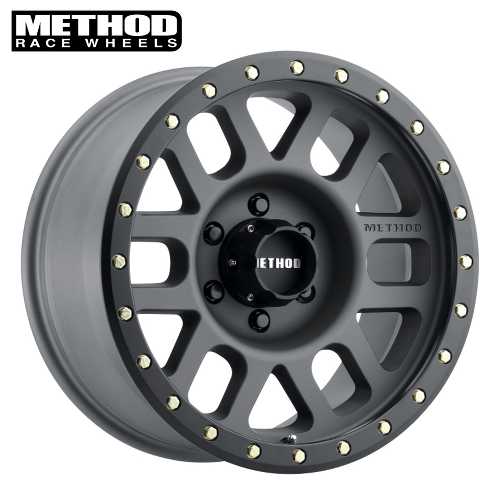 Method MR309 Grid, 17x8.5, 0mm Offset, 6x5.5, Titanium/Black Street Loc Gmc,Y61,Fj