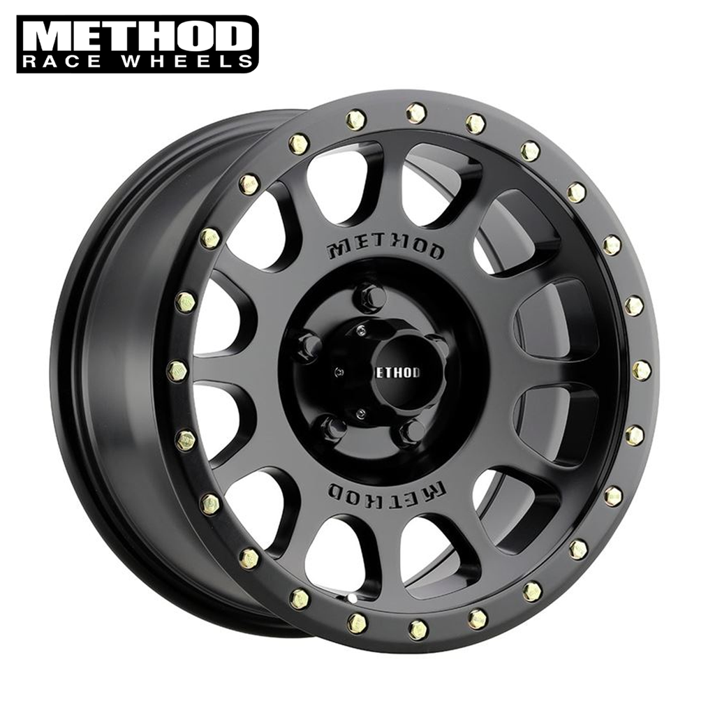 Method MR305 NV, Jeep Wrangler/Gladiator 17x8.5, 0mm Off, 5x5, Matte Black JEEP