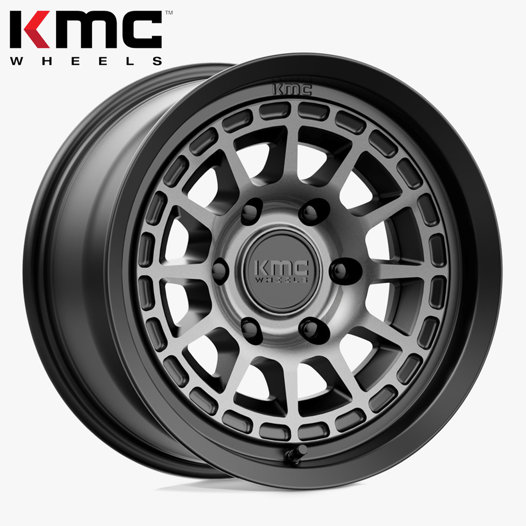 KMC WHEELS SATIN BLACK W/ GRAY TINT 17" (8.5/5x127/0) Jeep