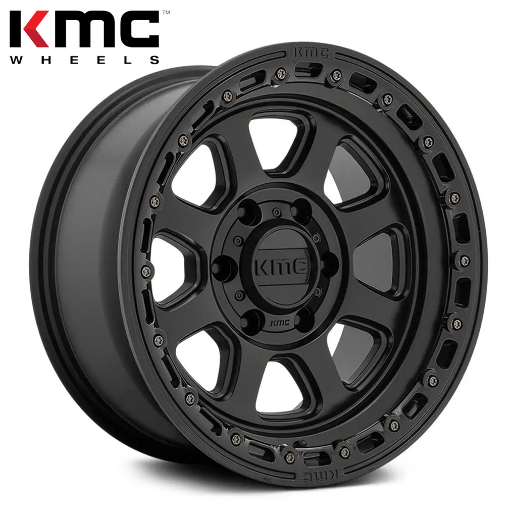 KMC WHEELS CHASE SATIN BLACK W/ GLOSS BLACK LIP 17"(9/6X139.7/0) Gmc,Fj